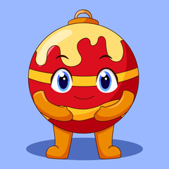 Cute Christmas Ball Smiling Illustration