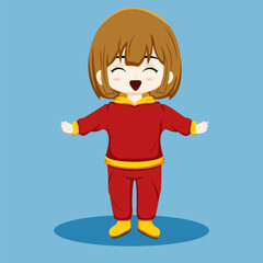 Cute Girl Laughing With Her Hands Spread Illustration