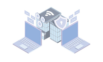 Obraz premium Isometric business security.on white background.3D design.isometric vector design Illustration.