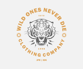 Vintage illustration of tiger vector t shirt design, vector graphic, typographic poster or tshirts street wear and Urban style