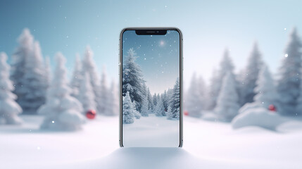 christmas design backdrop with smartphone 