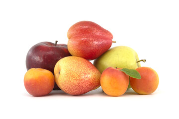 Naklejka na ściany i meble Assortment of fresh healthy fruits isolated on white