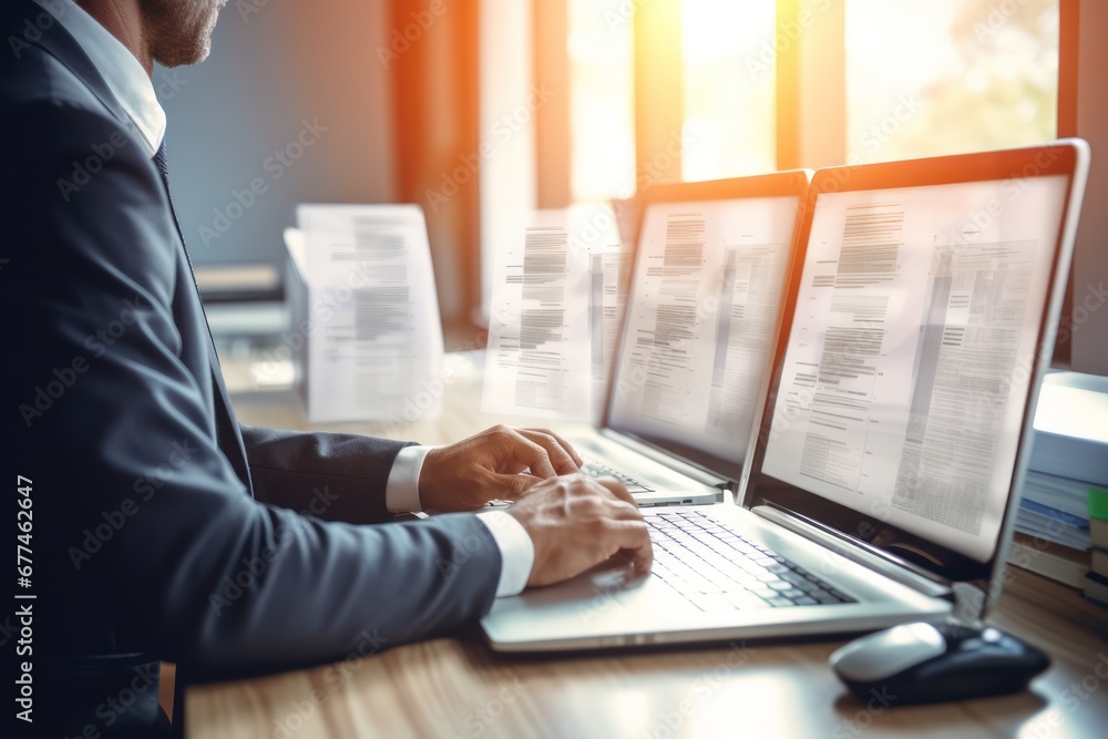 Poster document management concept online document database and digital file storage systems or software. Record keeping database technology file.