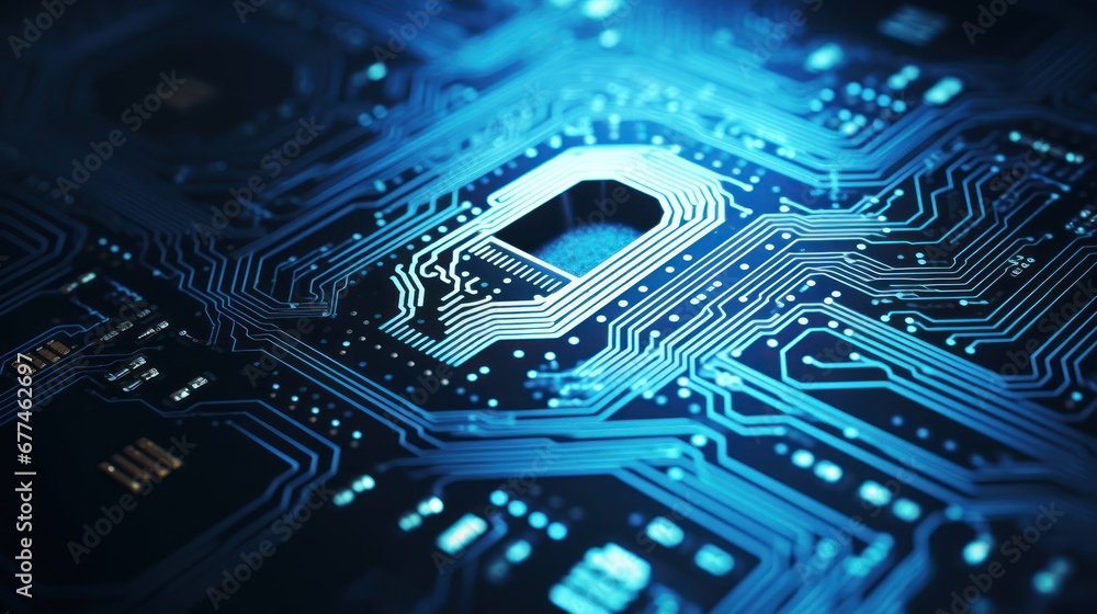 Leinwandbilder Cyber security network. Technology background animated cyber security system padlock with fingerprint icon.computer crime.
