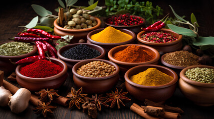 Wide variety spices and herbs