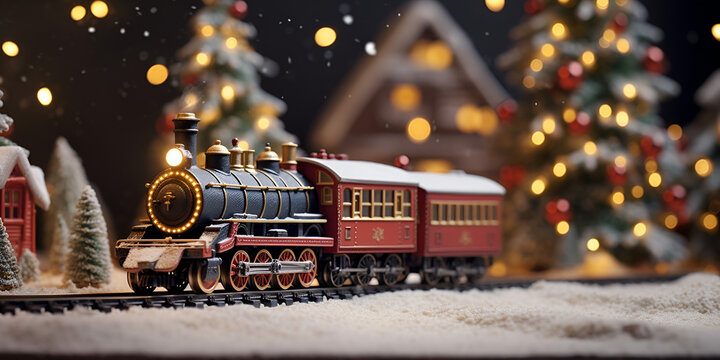 Toy Train Journey Around the Enchanted Christmas Tree Toy Train Whirling Beneath and Around the Christmas Tree 