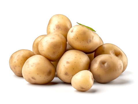 Potatoes isolated on white background close up.