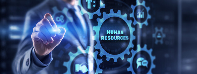 HR management, Human Resources. Recruitment technology and network concept
