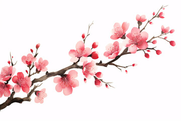 Winter ink plum blossom illustration, a plum blossom on a white background illustration 