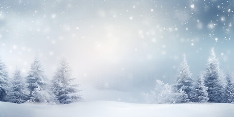 Winter snow background with snowdrifts beautiful light and snow flakes on blue sky beautiful bokeh
