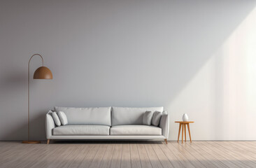 Chic Minimalist Living Room with Modern White Sofa and Elegant Decor