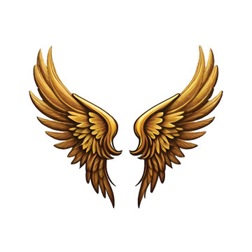 A birds wings golden and white background 3d render Ai generated Art 