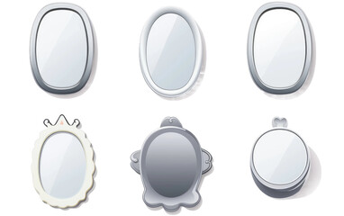 Assorted Shapes Baby Mirrors Set on transparent background, PNG Format