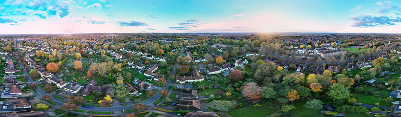 Aerial Panoramic View of Letchworth City of England Great Britain.