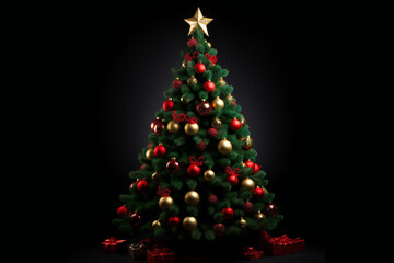 Beautiful Christmas tree isolated on a black background