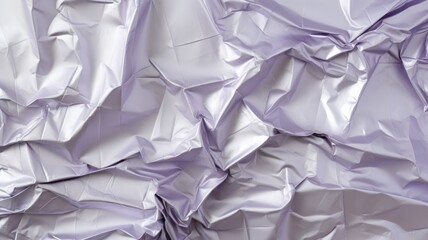 Crumpled foil texture background. Wrapping paper backdrop. Vibrant colors design. Light purple color.