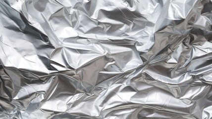 Crumpled foil texture background. Wrapping paper backdrop. Silver color.