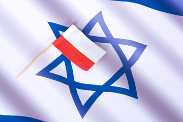 Flaggen von Israel und Polen - obrazy, fototapety, plakaty