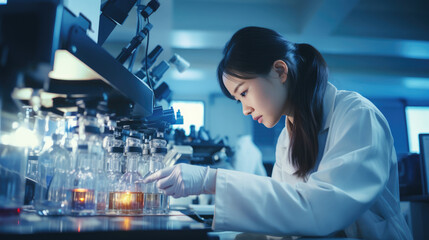 Southeast Asian students using advanced equipment in an engineering laboratory