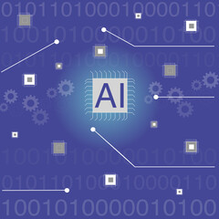AI symbol technological microship concept
