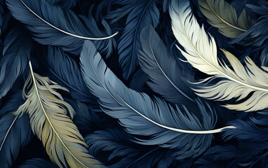 a close up of a bunch of elegant blue feathers illustration with a black background