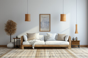 Chic Minimalist Living Room with Modern White Sofa and Elegant Decor