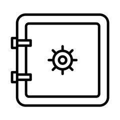 Safe deposit box finance icon with black outline style. deposit, safe, box, safety, security, bank, lock. Vector Illustration