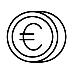 Euro finance icon with black outline style. euro, cash, currency, finance, money, bank, business. Vector Illustration