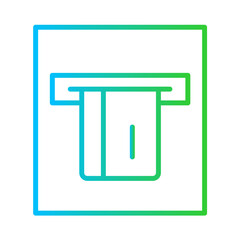 ATM finance icon with blue and green gradient outline style. atm, bank, banking, business, finance, cash, money. Vector Illustration
