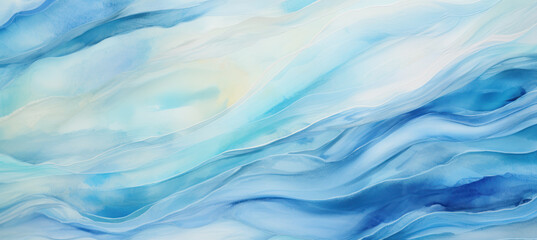 Fototapeta na wymiar Detailed Blue Watercolor Background with Wave Motif