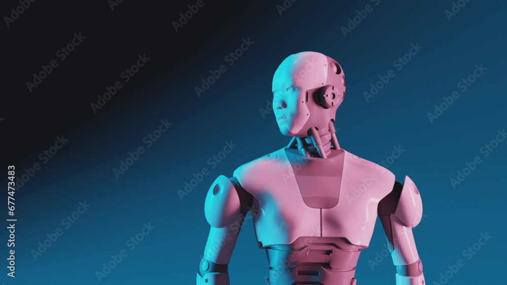 Poster thinking ai hominoid robot moving neck and head like a human being using artificial intelligence 3d 