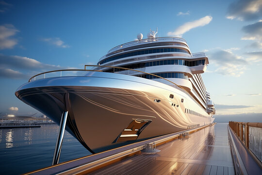 Generative AI Image of Luxury Cruise Ship Docked at Harbor