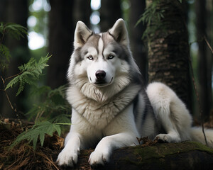 Obraz premium Wolf sitting in the forest