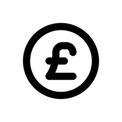 Pound finance icon with black outline style. money, currency, cash, business, financial, pounds, banking. Vector Illustration