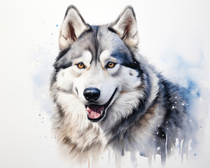 Obraz premium Husky portrait on white background