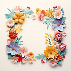 Spring Template with colorful Flowers