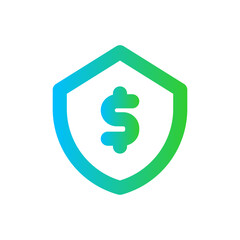 Money protection finance icon with blue and green gradient outline style. money, business, financial, protection, finance, investment, banking. Vector Illustration