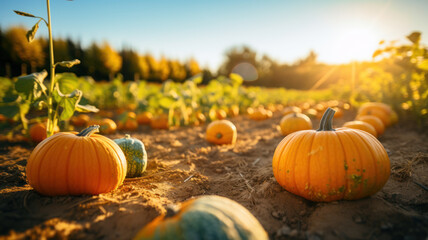 Autumn Harvest: Fresh Pumpkins on Farm