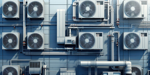 Air conditioning system for a large residential building - obrazy, fototapety, plakaty