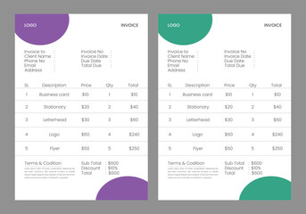 Business invoice template design.