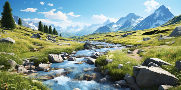 Mountain landscape with a mountain stream