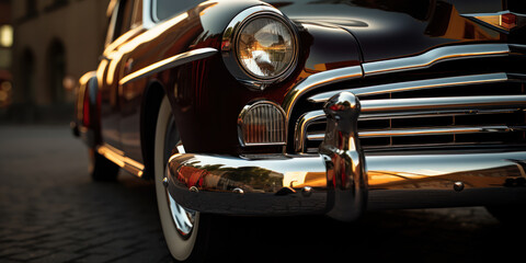 The car classic lines tell tales of journeys past, of roads traveled and horizons chased