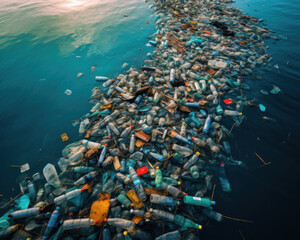 Fototapeta na wymiar Sea filled with plastic trash