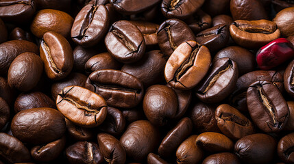 Fototapeta premium Bird's-Eye Beans: Rounded Coffee in Aerial Photography