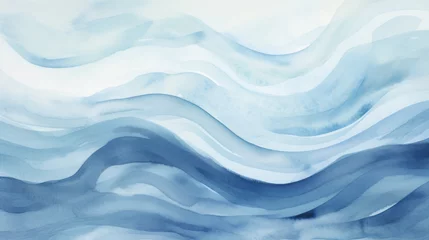Fototapeten Luminous Watercolor Blue Wave Pattern © M.Gierczyk