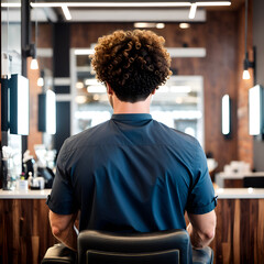 A man sitting in the hair salon