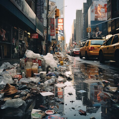 Streets covered in trash - obrazy, fototapety, plakaty