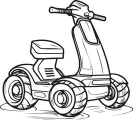 Motor scooter Line art coloring book page design