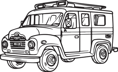 Jeep Car line art coloring page design