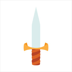 Sword icon with long shadow on white background